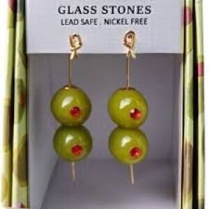 Piper Green and Red Glass Stone Earrings